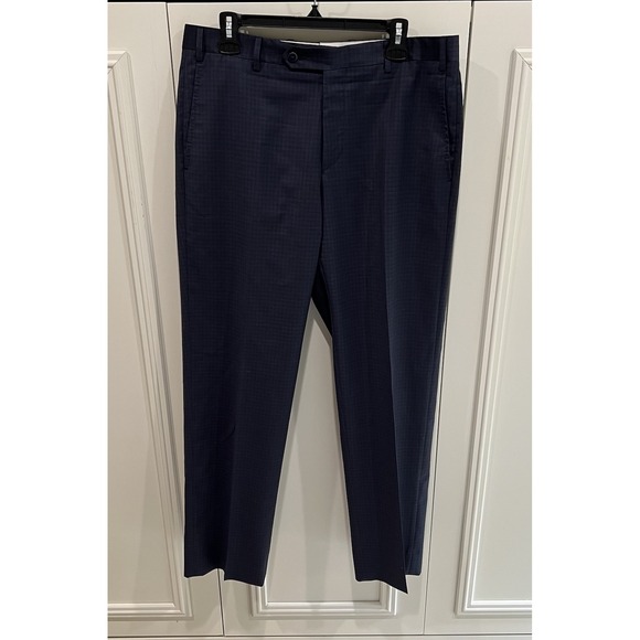 Zanella Other - Zanella for Nordstrom Devon Dress Pants Wool Trousers Navy Crosshatch Business